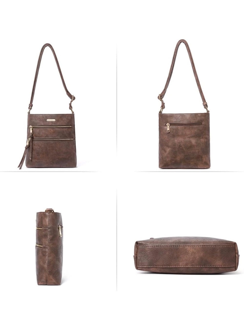 CLUCI Coffee Brown Multi-Zip Crossbody Bag - Picture 6 of 6